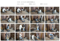 【SXYC0393】伊人 蓝裙吊手&膝盖跪地